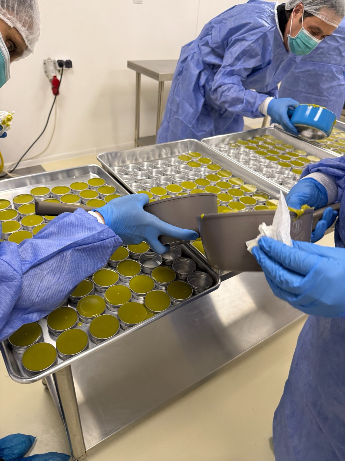Filling by hand in full PPE at our Polish factory